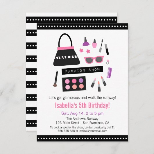 メイクアップファッション表示バースデーパーティ招待状 招待状 (正面/裏面)
