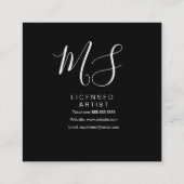 メイクアップフェミニンアーティストラインアート女性手描き スクエア名刺 (裏面)