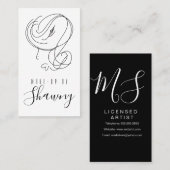 メイクアップフェミニンアーティストラインアート女性手描き 名刺 (正面/裏面)