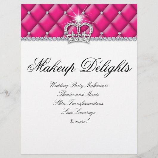 メイクアップフライヤーヘアサロンサテンダイヤモンドピンクホワイト チラシ (正面)