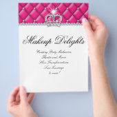 メイクアップフライヤーヘアサロンサテンダイヤモンドピンクホワイト チラシ (手)