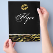 メイクアップフライヤーヘアサロン爪、 ネイルゼブラシルバー&金ゴールド チラシ (手)