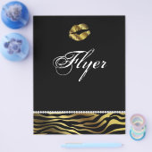 メイクアップフライヤーヘアサロン爪、 ネイルゼブラシルバー&金ゴールド チラシ (シングル)