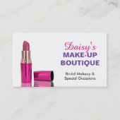 メイクアップブティックスタイリッシュサロンピンクパープルリップスティック 名刺 (正面)