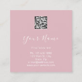 メイクアップブティックホワイトピンクリップラッシュQRコードバラ スクエア名刺 (裏面)