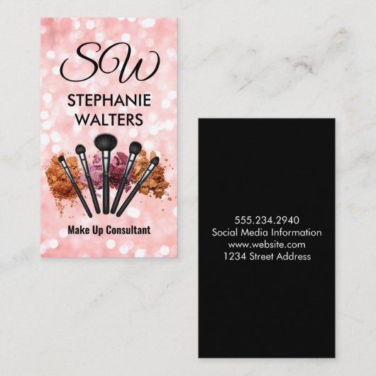 メイクアップブラシと基礎 名刺 (正面/裏面)