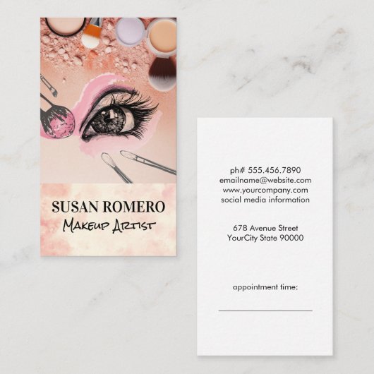 メイクアップブラシと基礎 | 目のまぶし 予約カード (正面/裏面)