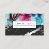 メイクアップブラシと基礎 |黒い大理石 名刺 (裏面)