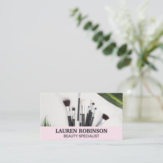 メイクアップブラシと爪、 ネイル研磨 名刺 (スタンド正面)