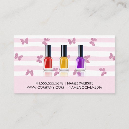 メイクアップブラシと爪、 ネイル研磨 名刺 (裏面)