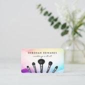 メイクアップブラシの抽象芸術 カラフル 名刺 (スタンド正面)