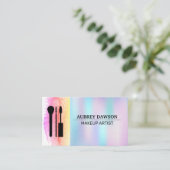 メイクアップブラシアイコンのホログラフィックグラデーション 名刺 (スタンド正面)