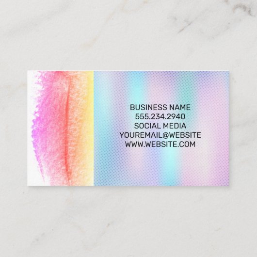 メイクアップブラシアイコンのホログラフィックグラデーション 名刺 (裏面)