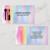 メイクアップブラシアイコンのホログラフィックグラデーション 名刺 (正面/裏面)