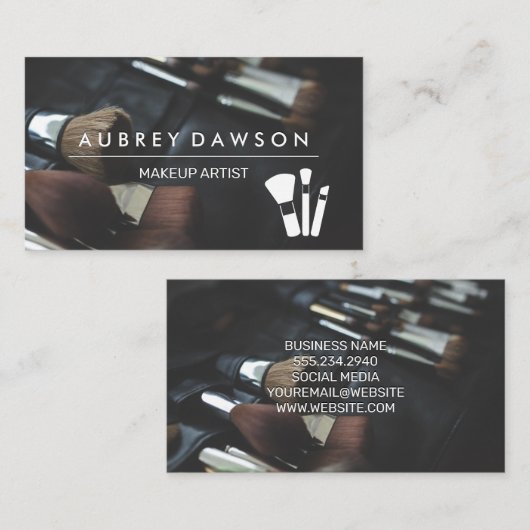 メイクアップブラシセット | メイクアップブラシアイコン 名刺 (正面/裏面)