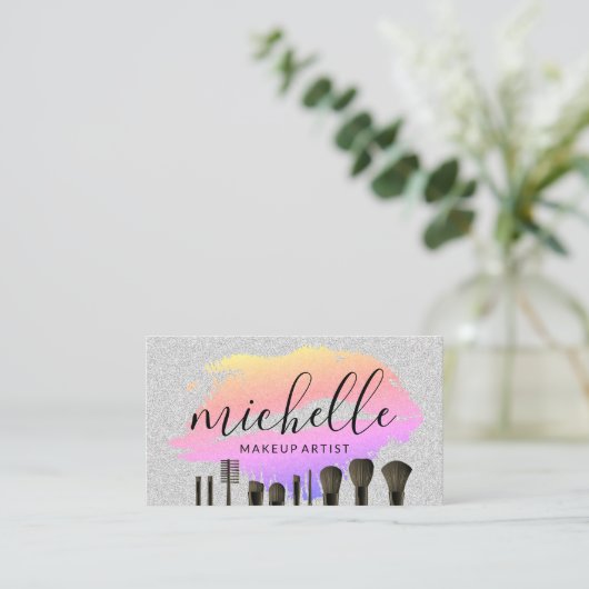 メイクアップブラシ |キス染色 |グリッター 名刺 (スタンド正面)