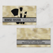 メイクアップブラシ |ゴールドフォイルきらめく 名刺 (正面/裏面)