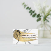 メイクアップブラシ | ゴールド | 女性美しい 名刺 (スタンド正面)