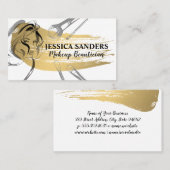 メイクアップブラシ | ゴールド | 女性美しい 名刺 (正面/裏面)