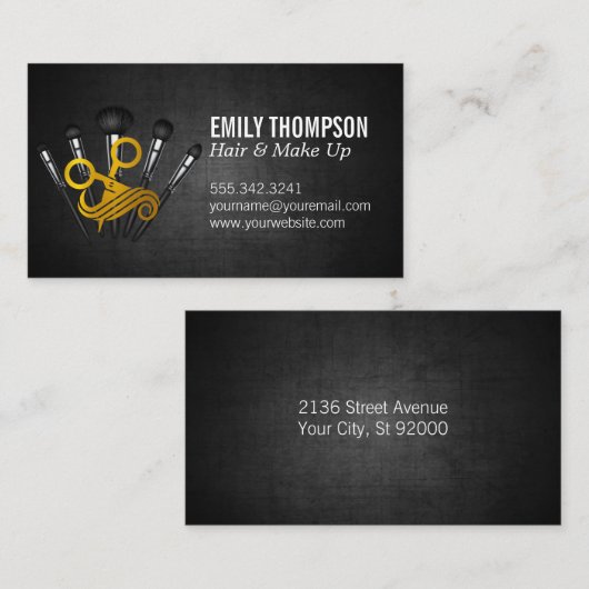 メイクアップブラシ | ヘアサロンはさみ 名刺 (正面/裏面)