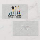 メイクアップブラシ |ホワイトレザーテクスチャ 名刺 (正面/裏面)