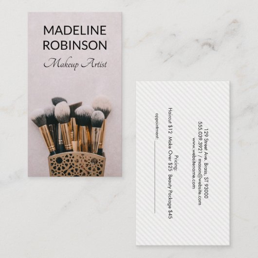 メイクアップブラシ |メイクアップアーティスト 予約カード (正面/裏面)