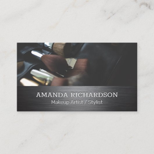 メイクアップブラシ |メタルシルバー(ブラシ付き) 名刺 (正面)