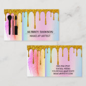 メイクアップブラシ |レインボーブレンド |金ゴールドグリッター 名刺 (正面/裏面)