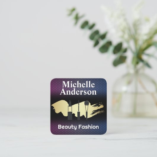 メイクアップブラシ | 化粧品 スクエア名刺 (スタンド正面)