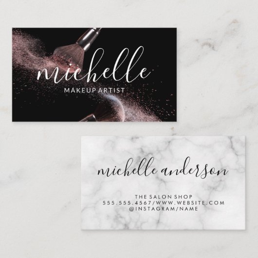 メイクアップブラシ | 大理石 名刺 (正面/裏面)