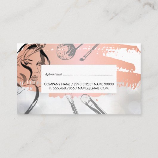 メイクアップブラシ |女性美しい 予約カード (裏面)