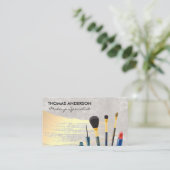 メイクアップブラシ |金ゴールドブラシ付き背景 名刺 (スタンド正面)