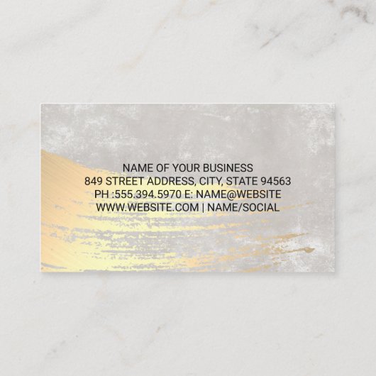 メイクアップブラシ |金ゴールドブラシ付き背景 名刺 (裏面)