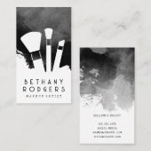 メイクアップブラシ |黒い水色 名刺 (正面/裏面)