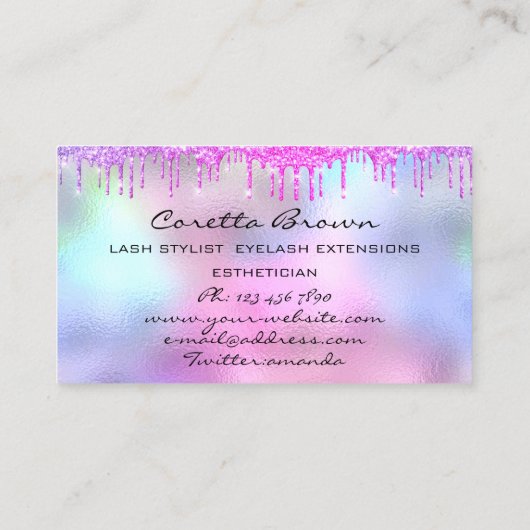 メイクアップヘアアポイントメントリマインダーピンクドリップ 名刺 (裏面)