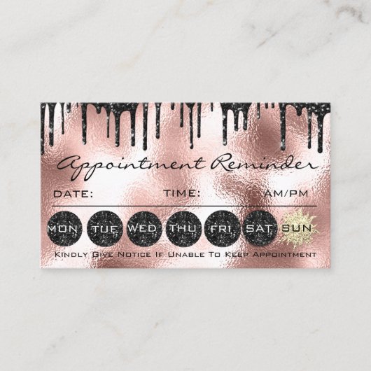 メイクアップヘアアポイントメントリマインダーブラックパンチ 名刺 (正面)