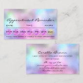 メイクアップヘアアポイントメントリマインダーホログラフィピンク 名刺 (正面/裏面)