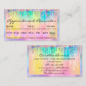 メイクアップヘアアポイントメントリマインダーホログラフレインボー 名刺 (正面/裏面)