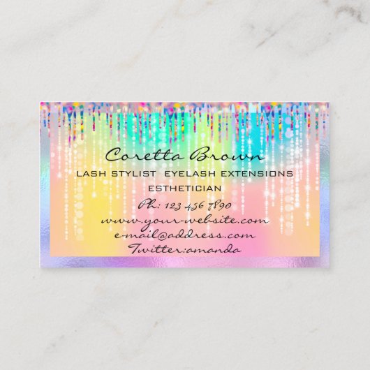 メイクアップヘアアポイントメントリマインダーホログラフレインボー 名刺 (裏面)