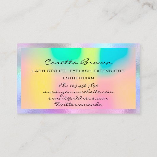 メイクアップヘアアポイントメントリマインダーホログラフロゴ 名刺 (裏面)