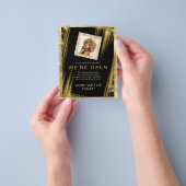 メイクアップヘアカスタムサロンフォトブラック金ゴールドユニーク チラシ (手)