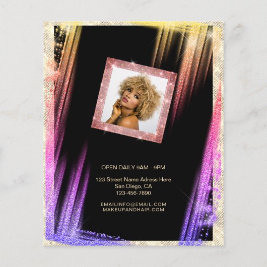 メイクアップヘアカスタムサロンフォトブラック金ゴールドユニークF チラシ (裏面)