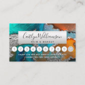 メイクアップヘアサロンシルバーブルー大理石の水色 ロイヤリティカード (正面)