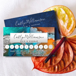 メイクアップヘアサロンシルバーブルー大理石の水色 ロイヤリティカード