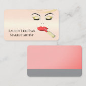 メイクアップヘアサロンビューティシアンピンクビジネスカード 名刺 (正面/裏面)