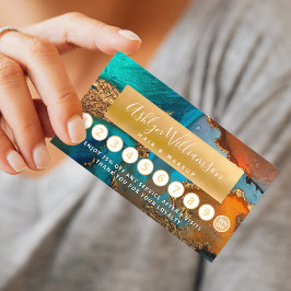 メイクアップヘアサロン大理石水カラー金ゴールドターコイズ ロイヤリティカード