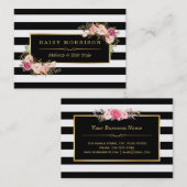 メイクアップヘアスタイルサロンエレガント金ゴールドフローラデコール 名刺 (正面/裏面)