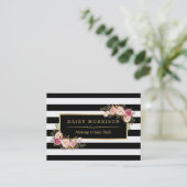 メイクアップヘアスタイルサロンエレガント金ゴールドフローラデコール 名刺 (スタンド正面)