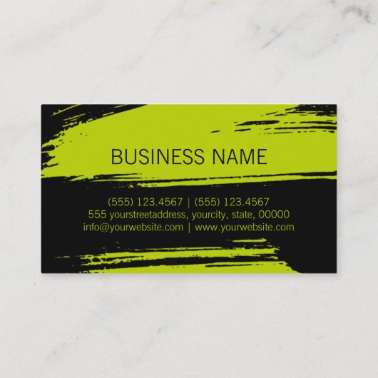 メイクアップヘアスタイルモダンライムブラシストローク 名刺 (裏面)