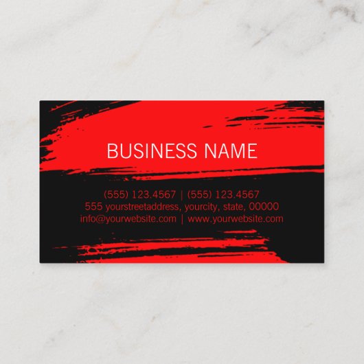 メイクアップヘアスタイルモダン赤ブラシストローク 名刺 (裏面)